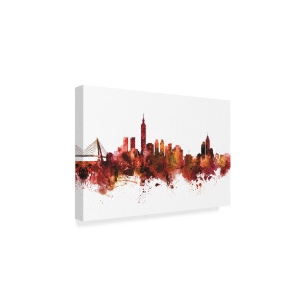 Michael Tompsett 'Taipei Taiwan Skyline Red' Canvas Art,22x32